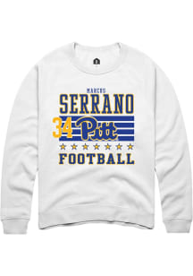 Marcus Serrano Rally Mens White Pitt Panthers NIL Striped Player Crew