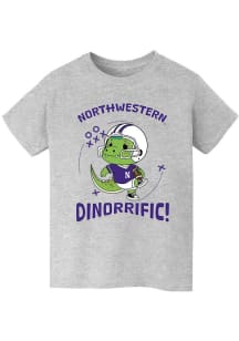 Youth Northwestern Wildcats Grey Vive La Fete Dino-Riffic Short Sleeve T-Shirt