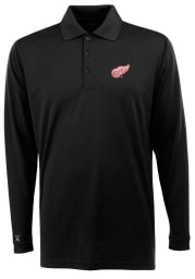 Antigua Detroit Red Wings Mens Black Exceed Long Sleeve Polo Shirt