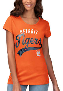 Detroit Tigers Womens Orange Endzone Short Sleeve T-Shirt