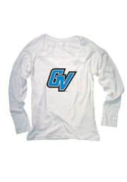 GVSU Lakers Juniors White Cotton Jersey Long Sleeve Scoop Neck