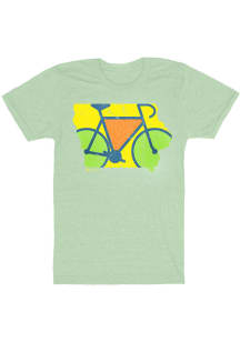 Bozz Prints Iowa Green Bike Outline Short Sleeve Fashion T Shirt