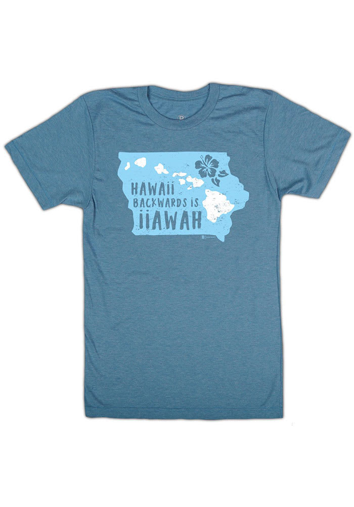 Bozz Prints Iowa Blue Hawaii Backwards Short Sleeve Fashion T Shirt