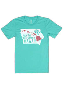 Bozz Prints Iowa Teal Hawaii Backwards Short Sleeve Fashion T Shirt