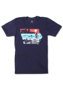 Bozz Prints Iowa Navy Blue Layers Short Sleeve Fashion T Shirt