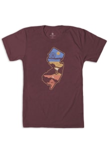 Bozz Prints New Jersey Maroon State Layers Short Sleeve Fashion T Shirt