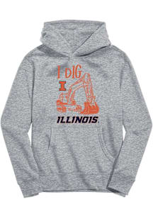 Vive La Fete Illinois Fighting Illini Toddler Grey Excavator Long Sleeve Hooded Sweatshirt