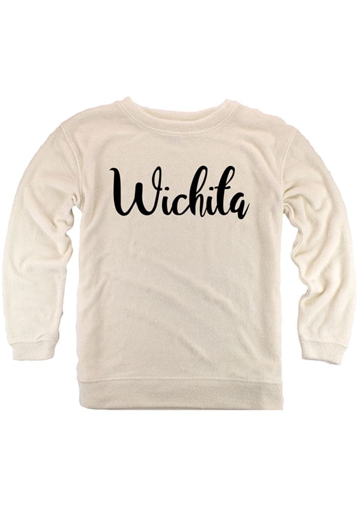 Wichita Womens Oatmeal Script Cozy Long Sleeve Crew Sweatshirt