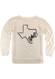 Texas Womens Oatmeal Yall State Shape Cozy Long Sleeve Crew Sweatshirt
