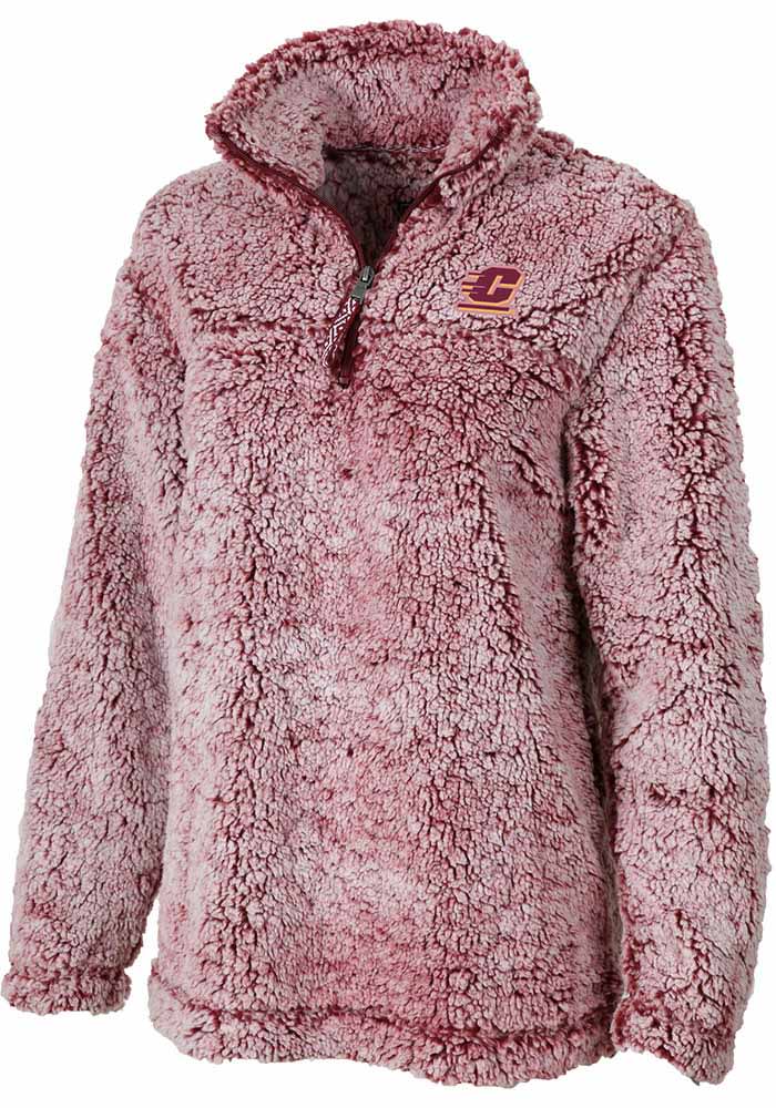 Central Michigan Chippewas Womens Red Sherpa 1/4 Zip Pullover