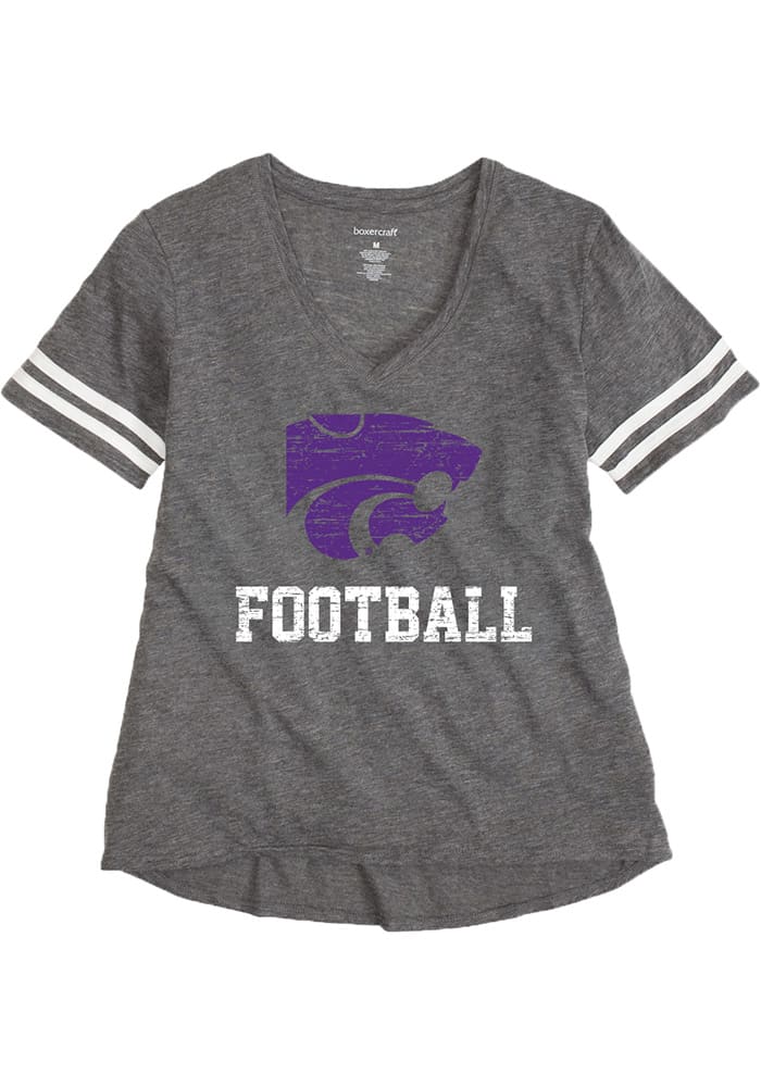 K-State Wildcats Womens Grey Football Short Sleeve T-Shirt