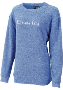 Kansas City Womens Royal Script Long Sleeve Cozy Crew Sweatshirt