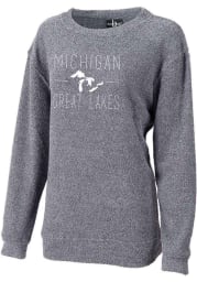 Michigan Womens Navy Great Lakes Long Sleeve Crew Sweatshirt