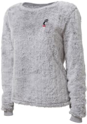 Cincinnati Bearcats Womens Grey Fuzzy Fleece Crew Sweatshirt