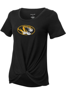 Missouri Tigers Girls Black Twisted Short Sleeve Fashion T-Shirt