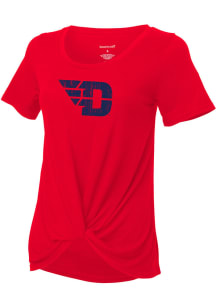 Dayton Flyers Girls Red Twisted Short Sleeve Fashion T-Shirt