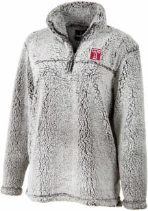 Temple Owls Womens Grey Sherpa 1/4 Zip Pullover