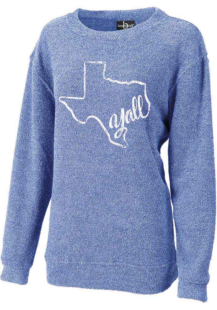 Texas Womens Blue Yall State Shape Crew Sweatshirt