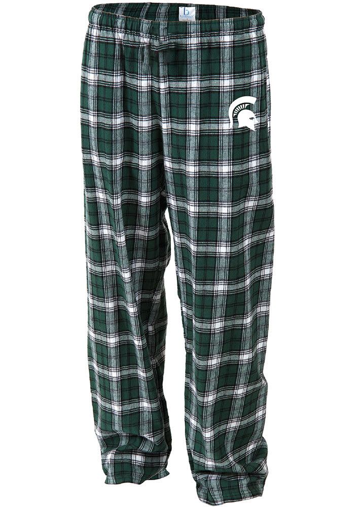 Michigan State Spartans Youth Green Plaid Flannel Sleep Pants