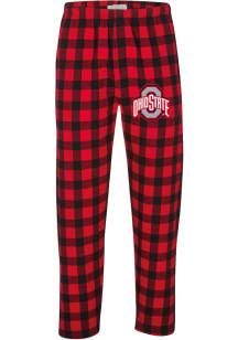 Mens Red Ohio State Buckeyes Buffalo Plaid Loungewear Sleep Pants