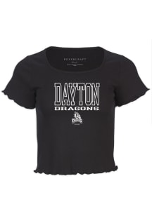 Dayton Dragons Womens Black Baby Rib Short Sleeve T-Shirt