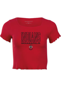 Indianapolis Indians Womens Red Baby Rib Short Sleeve T-Shirt