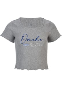 Omaha Storm Chasers Womens Grey Baby Rib Short Sleeve T-Shirt