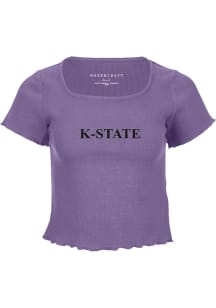 K-State Wildcats Womens Lavender Baby Rib Crop Short Sleeve T-Shirt
