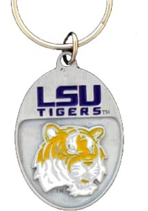 LSU Tigers Carved Metal Keychain