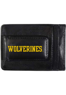 Logo Leather Michigan Wolverines Mens Money Clip - Navy Blue