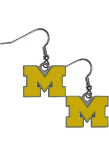 Logo Dangler Michigan Wolverines Womens Earrings - Navy Blue
