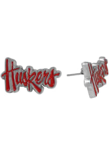 Logo Post Nebraska Cornhuskers Womens Earrings - Red