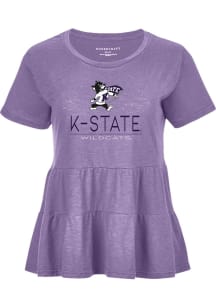 K-State Wildcats Womens Lavender Willow Peplum Short Sleeve T-Shirt
