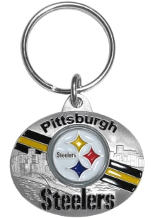 Pittsburgh Steelers Oval Carved Metal Keychain