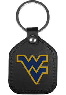 West Virginia Mountaineers Leather Square Keychain - Navy Blue