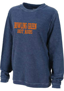 Bowling Green Hot Rods Womens Navy Blue Corduroy Crew Sweatshirt