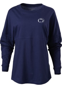 Womens Navy Blue Penn State Nittany Lions Pom Pom LS Tee