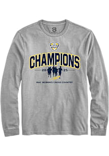 Summit Sportswear Toledo Rockets Grey 2025 MAC Womens Cross Country Champions Stack Long Sleeve T..
