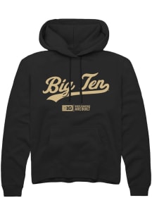 Mens Big Ten Black Rally Script Design Hooded Sweatshirt