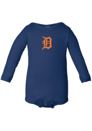 Detroit Tigers Baby Navy Blue Infant Long Sleeve One Piece Long Sleeve One Piece