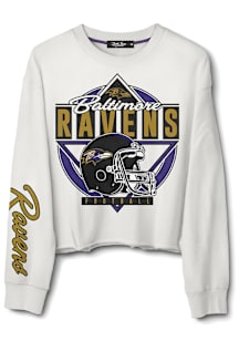 Junk Food Clothing Baltimore Ravens Womens White Kick Off Crew Sweatshirt