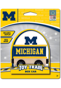 Blue Michigan Wolverines Wood Box Car Toy Train