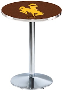 Wyoming Cowboys Chrome Round Base Pub Table