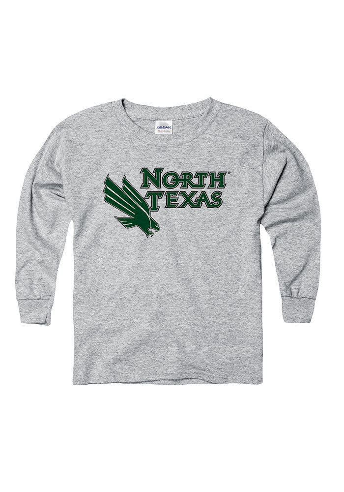 North Texas Mean Green Youth Grey Big Logo Long Sleeve T-Shirt