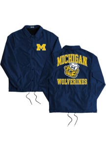Mens Navy Blue Michigan Wolverines Coaches Jacket Light Weight Jacket