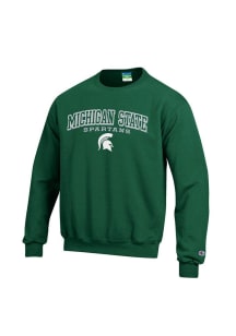 Champion Michigan State Spartans Mens Green Arch Mascot Long Sleeve Crew Sweatshirt