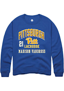Madison Vandross Rally Mens Blue Pitt Panthers NIL Arch Logo Player Crew