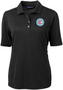 Cutter and Buck Chicago Fire Womens Black Virtue Eco Pique Short Sleeve Polo Shirt