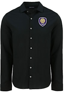 Cutter and Buck Orlando City SC Mens Black Advantage Soft Pique Long Sleeve Dress Shirt