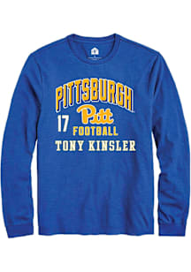 Tony Kinsler Mens Blue Pitt Panthers NIL Arch Logo Long Sleeve Player T Shirt